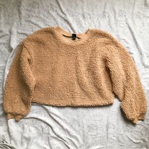 Wild Fable Cropped Long Sleeve Teddy Bear Fleece Shirt, Size L